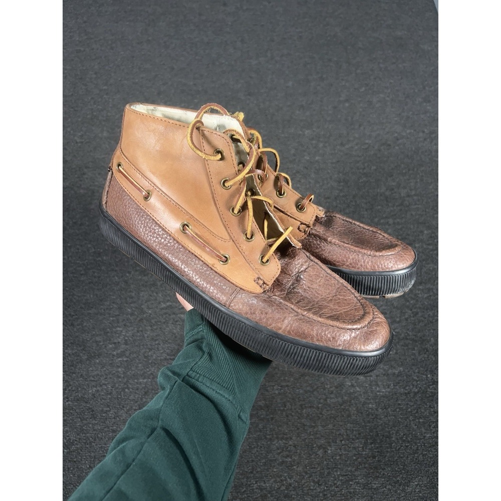Polo Ralph Lauren Delmont Leather Boots Shoes Men 12D Nautical Duck Boots‎ Brown